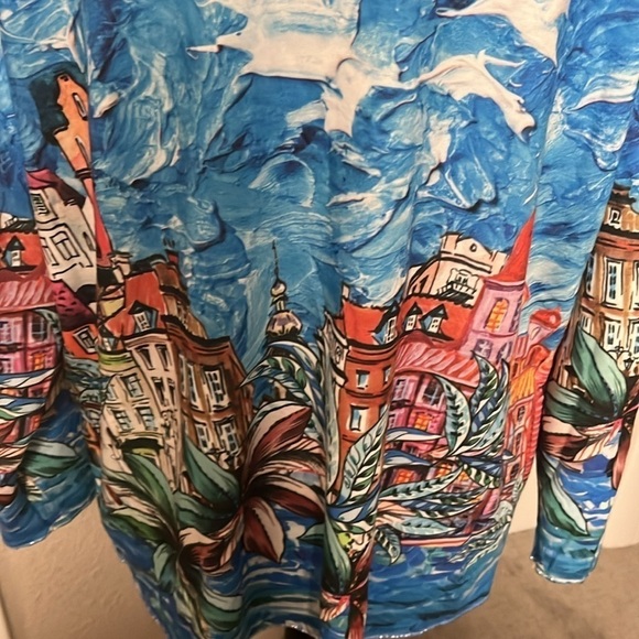 Boxy cut Italy print blouse vneck raglan sleeve NWT - Picture 5 of 8